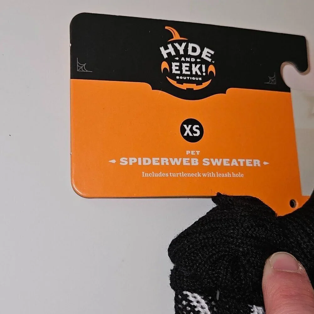 NEW Spiderweb Sweater Dog Cat Pet Halloween Costume Size XS (Up to 10 lbs) Black